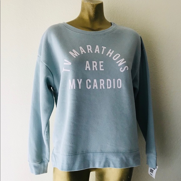 TV MARATHONS ARE MY CARDIO 5th Sun NWT SWEATSHIRT XS - Picture 1 of 8